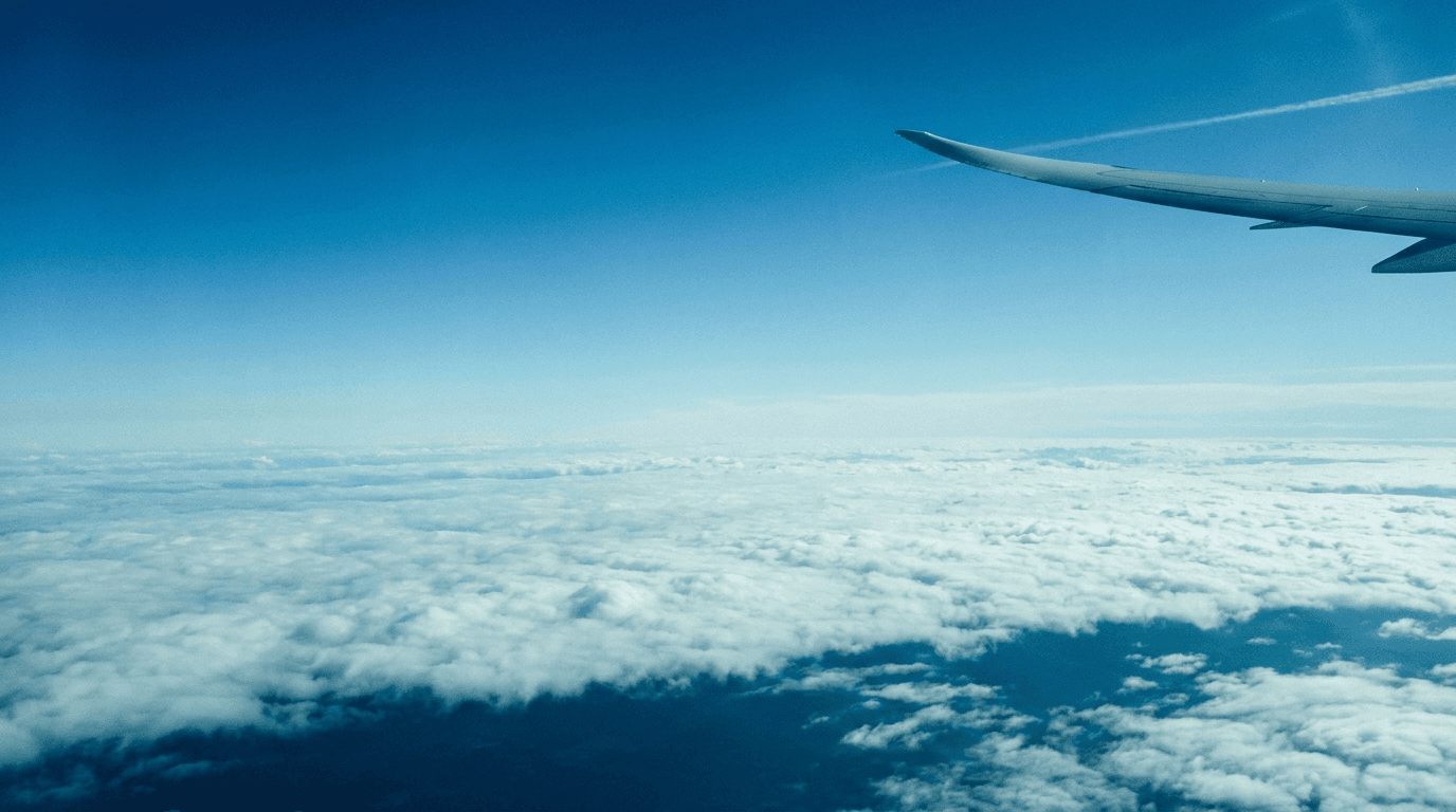 High altitude view above a layer of clouds