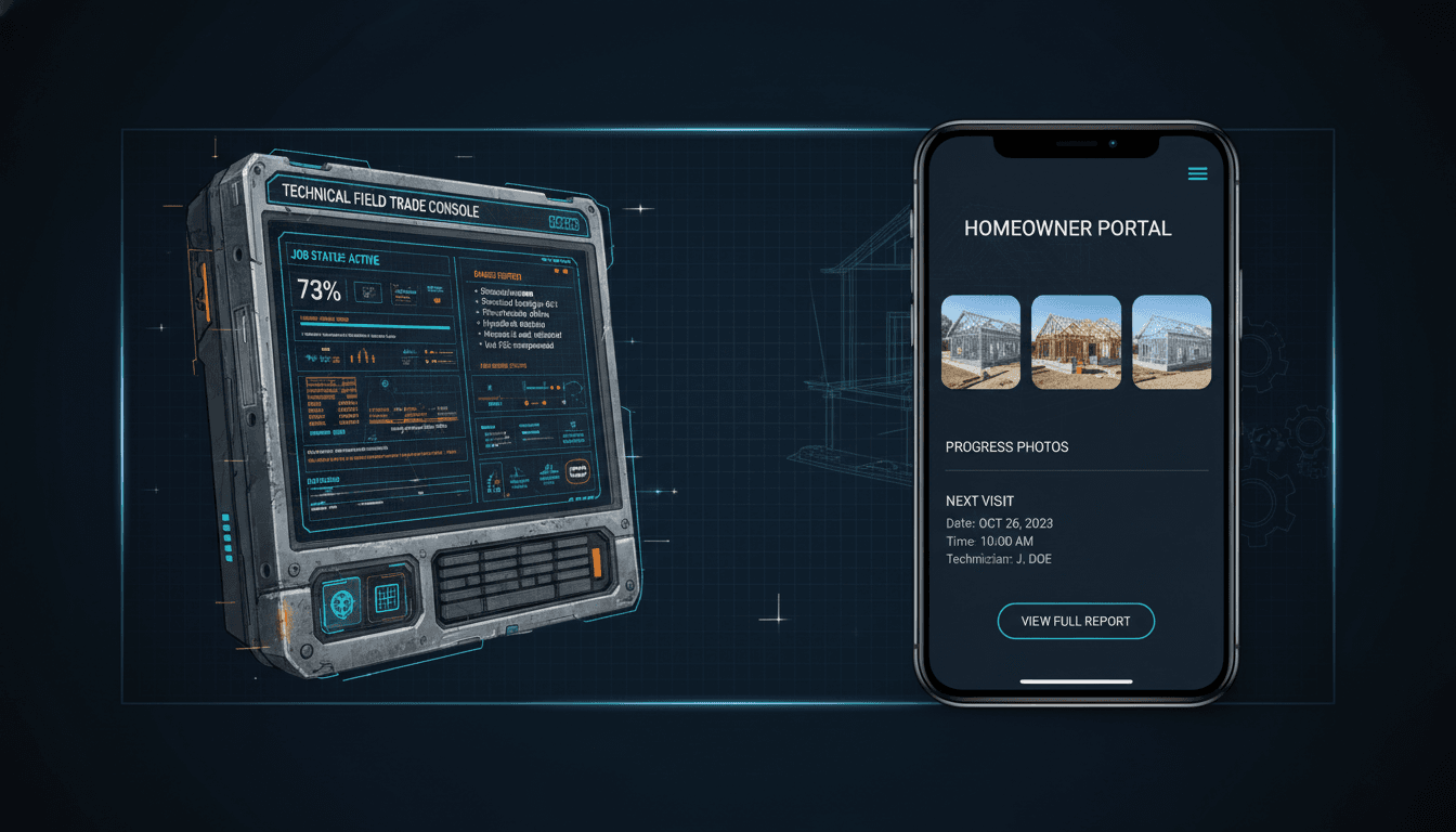 Worker console beside simplified homeowner portal