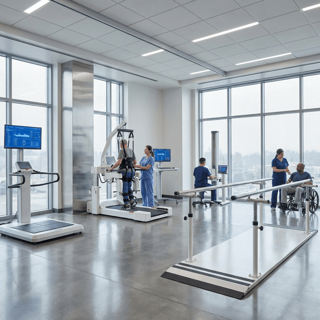 Patient during guided rehabilitation movement