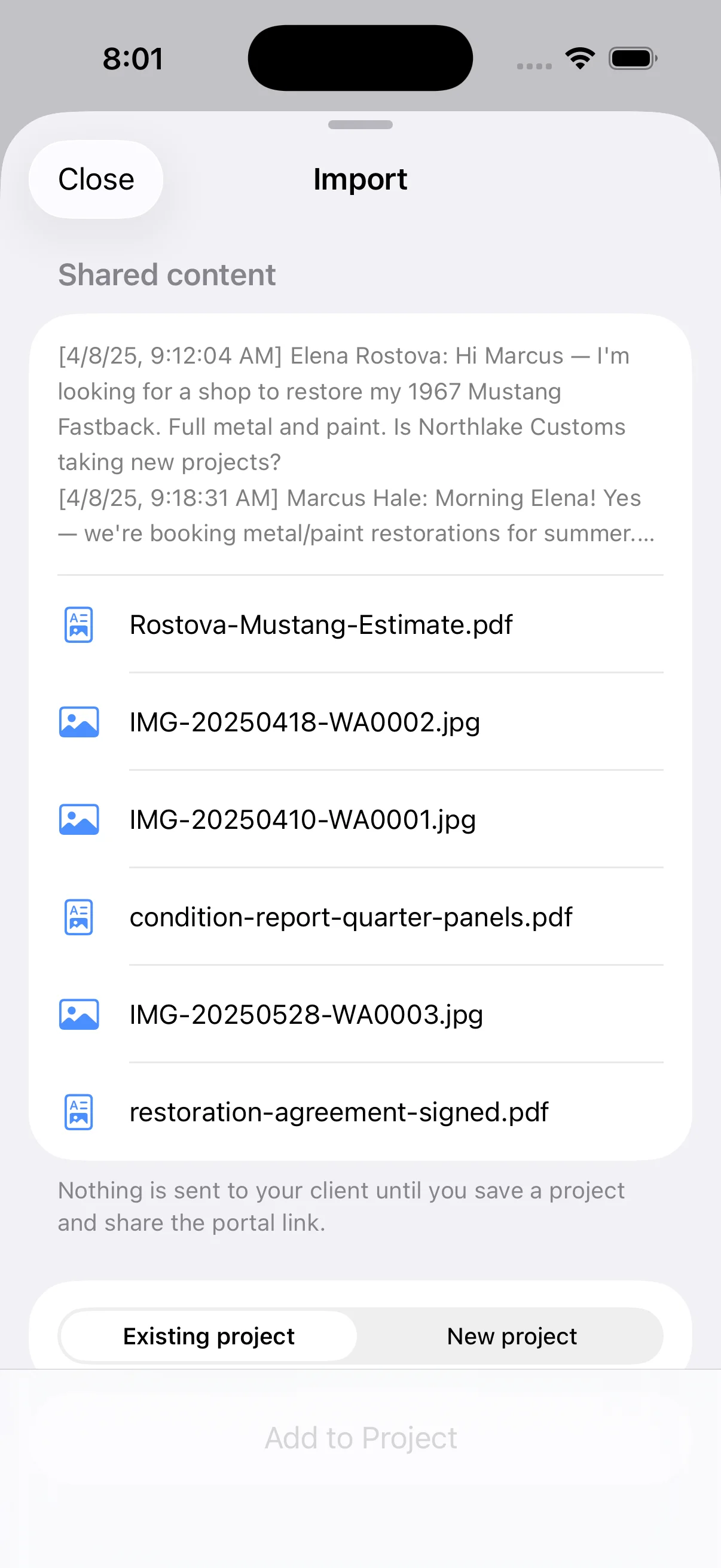 Import sheet in Handysuite