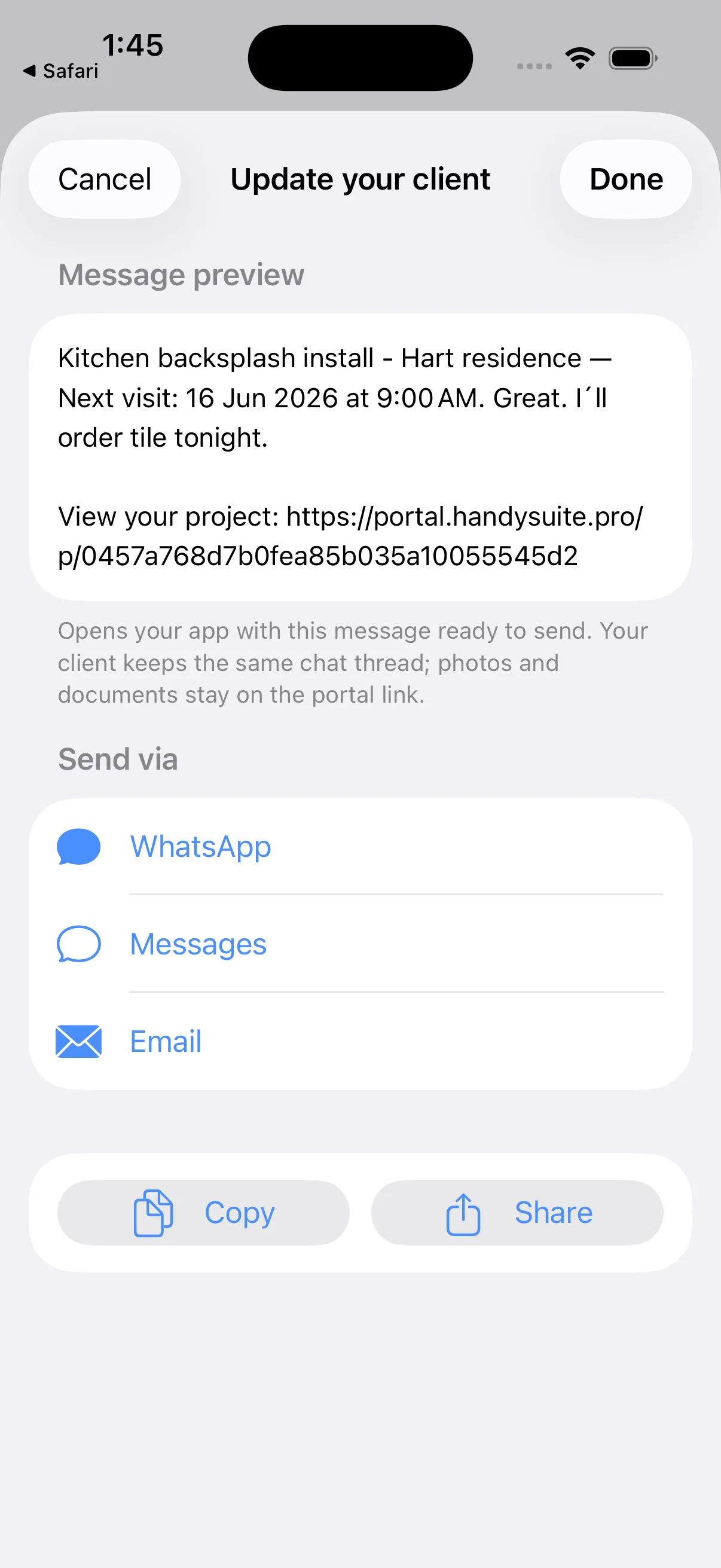 Update your client share sheet