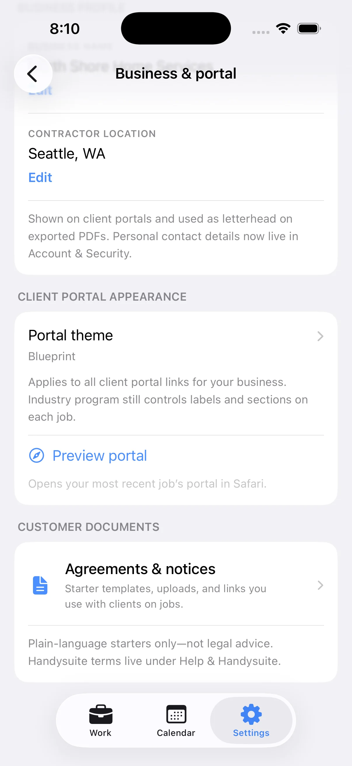 Portal theme picker in settings