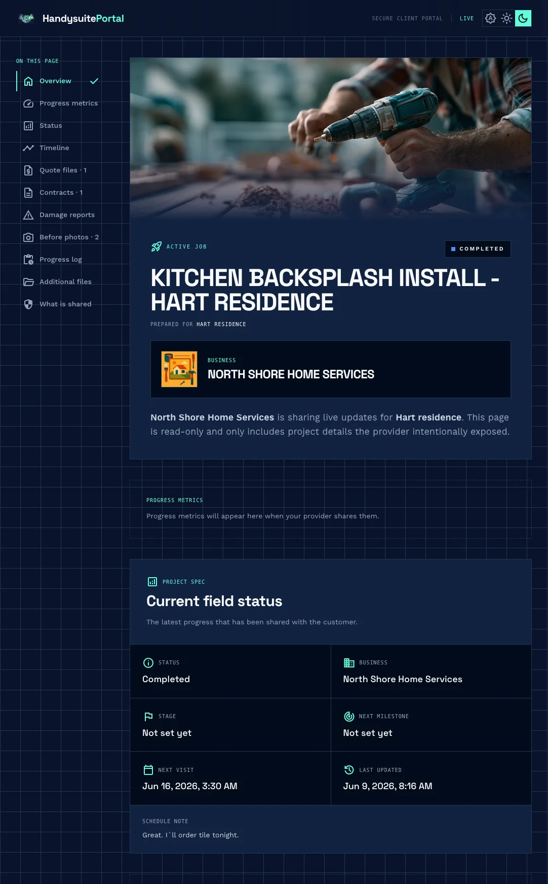 Client portal without private fields