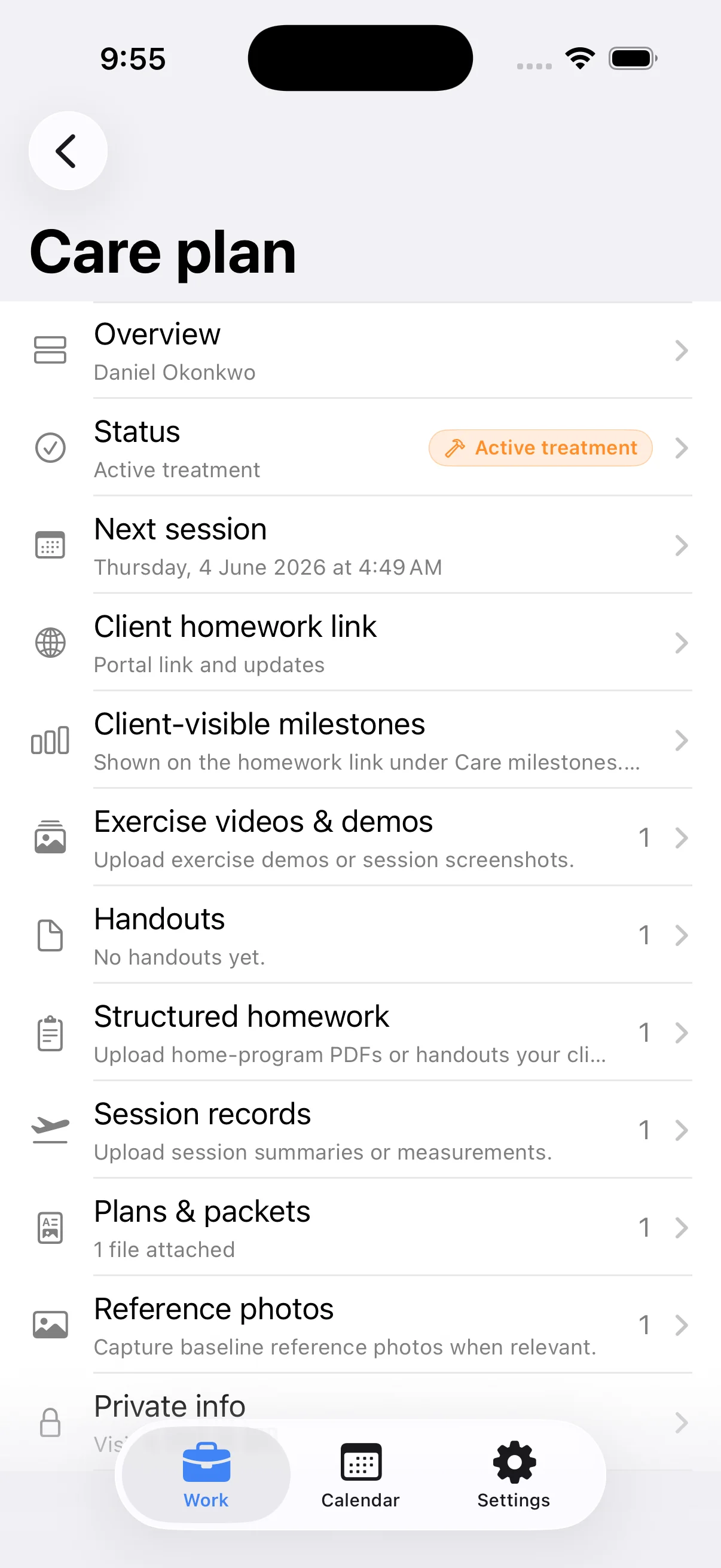Exercise video upload on Recovery Path project